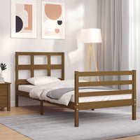 Thumbnail for Massivholzbett mit Kopfteil Honigbraun 90x200 cm