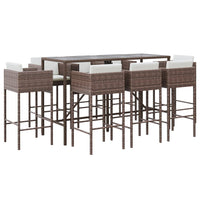 Thumbnail for 9-tlg. Gartenbar-Set mit Kissen Braun Poly Rattan