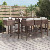 Thumbnail for 9-tlg. Gartenbar-Set mit Kissen Braun Poly Rattan