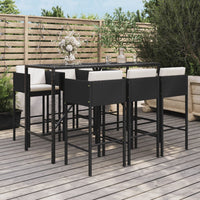Thumbnail for 7-tlg. Gartenbar-Set mit Kissen Schwarz Poly Rattan