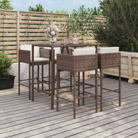 Thumbnail for 5-tlg. Gartenbar-Set mit Kissen Braun Poly Rattan