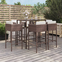 Thumbnail for 7-tlg. Gartenbar-Set mit Kissen Braun Poly Rattan