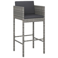 Thumbnail for 7-tlg. Gartenbar-Set mit Kissen Grau Poly Rattan