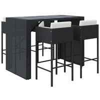 Thumbnail for 5-tlg. Gartenbar-Set mit Kissen Schwarz Poly Rattan