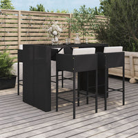 Thumbnail for 5-tlg. Gartenbar-Set mit Kissen Schwarz Poly Rattan