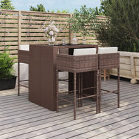 Thumbnail for 5-tlg. Gartenbar-Set mit Kissen Braun Poly Rattan