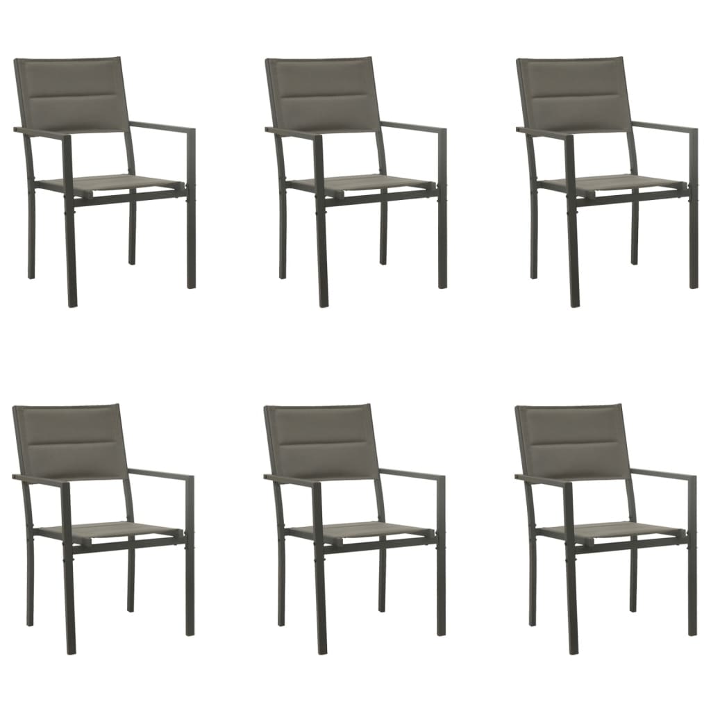 7-tlg. Garten-Essgruppe Schwarz Stahl und Textilene
