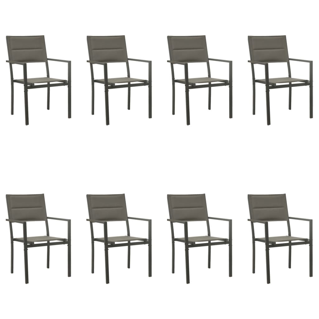 9-tlg. Garten-Essgruppe Schwarz Stahl und Textilene