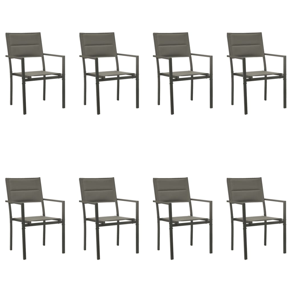 9-tlg. Garten-Essgruppe Schwarz Stahl und Textilene
