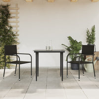 Thumbnail for 3-tlg. Garten-Essgruppe Schwarz Poly Rattan und Stahl