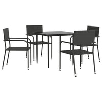 Thumbnail for 5-tlg. Garten-Essgruppe Schwarz Poly Rattan und Stahl
