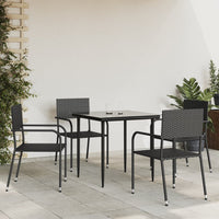 Thumbnail for 5-tlg. Garten-Essgruppe Schwarz Poly Rattan und Stahl