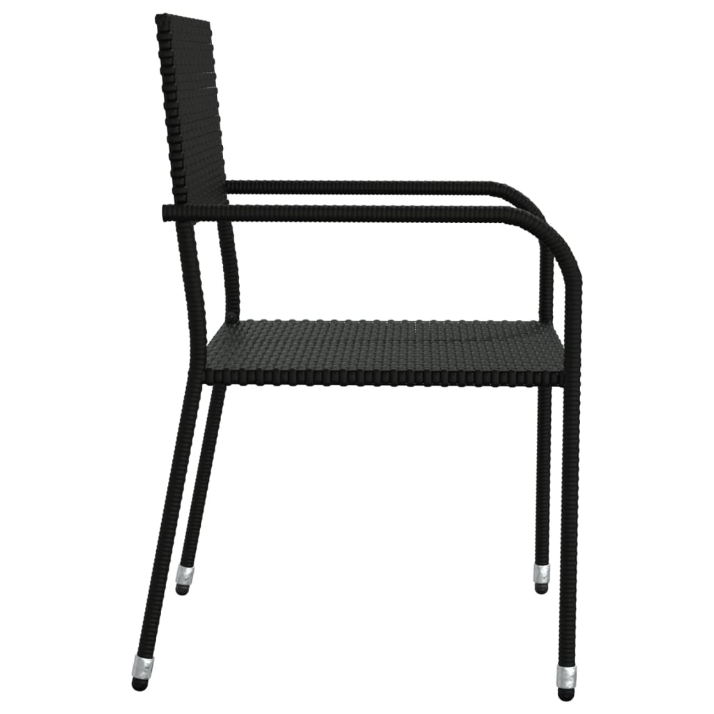 5-tlg. Garten-Essgruppe Schwarz Poly Rattan und Stahl