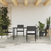 Thumbnail for 5-tlg. Garten-Essgruppe Schwarz Poly Rattan und Stahl