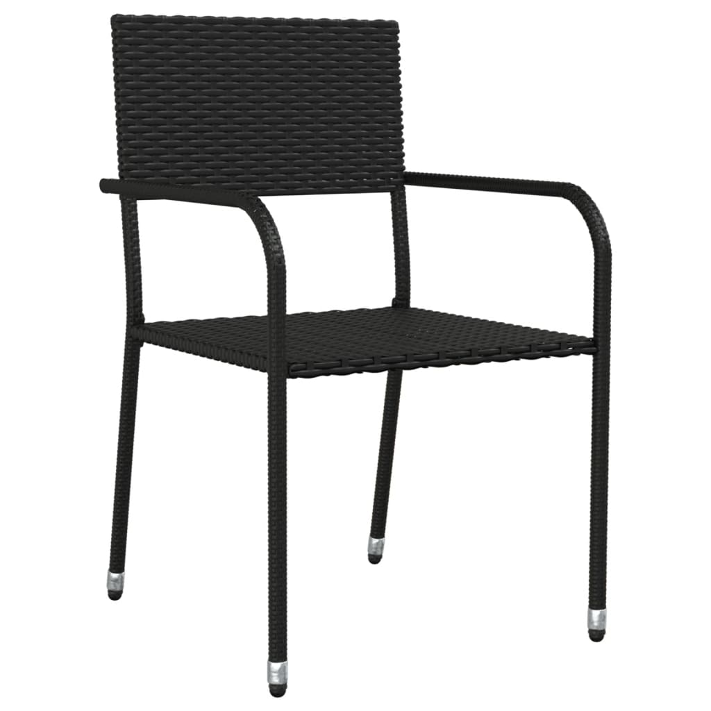 9-tlg. Garten-Essgruppe Schwarz Poly Rattan und Stahl