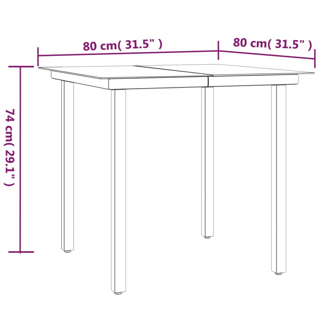 3-tlg. Garten-Essgruppe Schwarz Poly Rattan und Stahl
