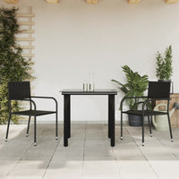 Thumbnail for 3-tlg. Garten-Essgruppe Schwarz Poly Rattan und Stahl