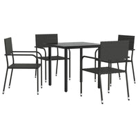 Thumbnail for 5-tlg. Garten-Essgruppe Schwarz Poly Rattan und Stahl