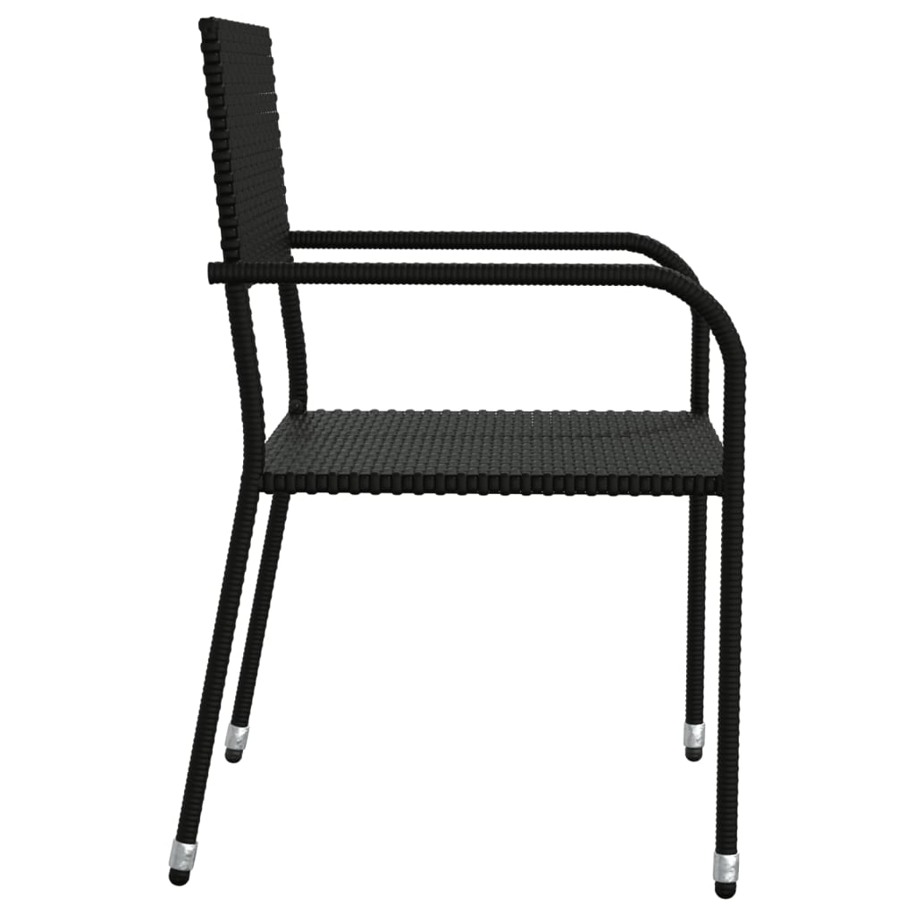 5-tlg. Garten-Essgruppe Schwarz Poly Rattan und Stahl