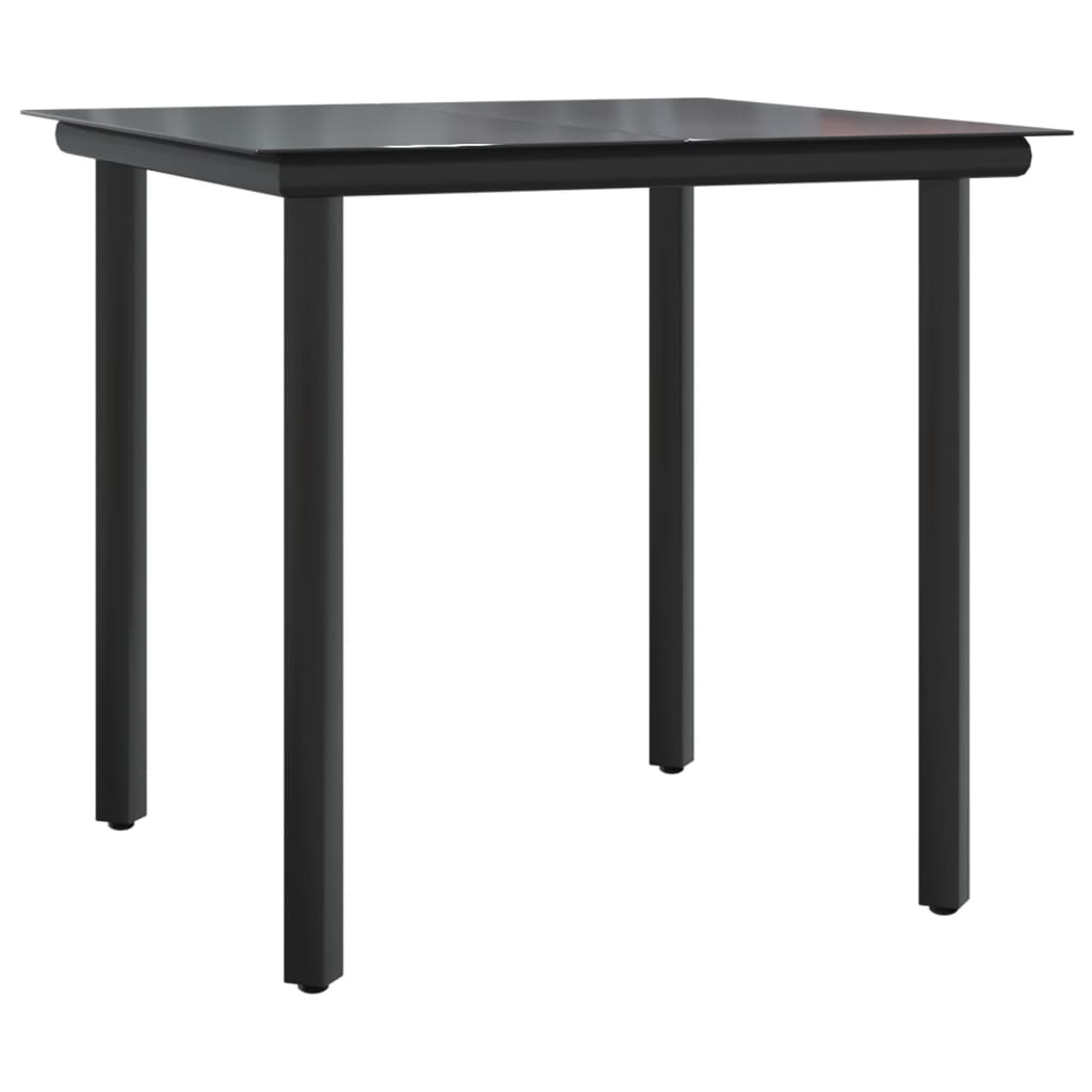 5-tlg. Garten-Essgruppe Schwarz Poly Rattan und Stahl