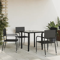 Thumbnail for 5-tlg. Garten-Essgruppe Schwarz Poly Rattan und Stahl