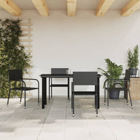 Thumbnail for 5-tlg. Garten-Essgruppe Schwarz Poly Rattan und Stahl
