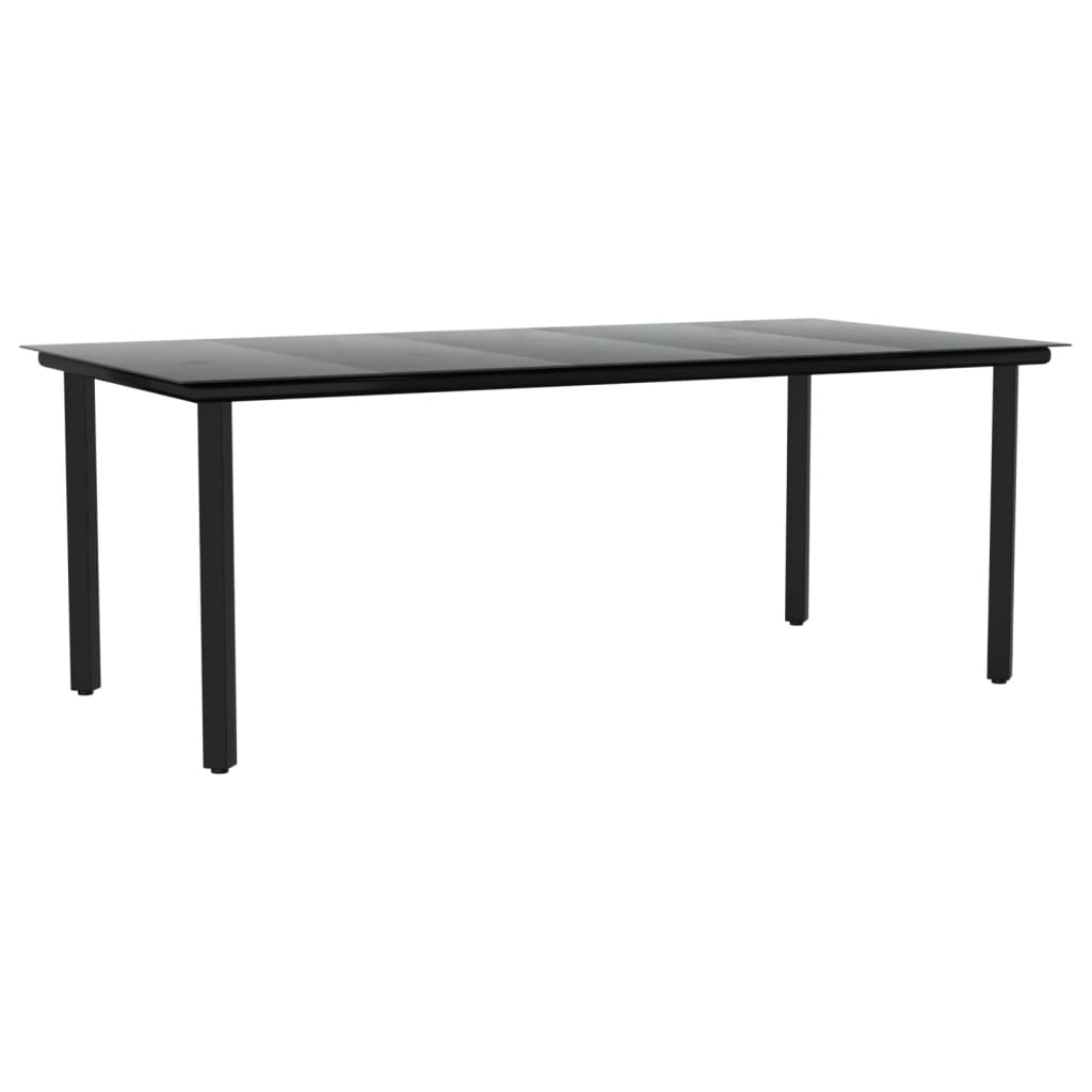 7-tlg. Garten-Essgruppe Schwarz Poly Rattan und Stahl