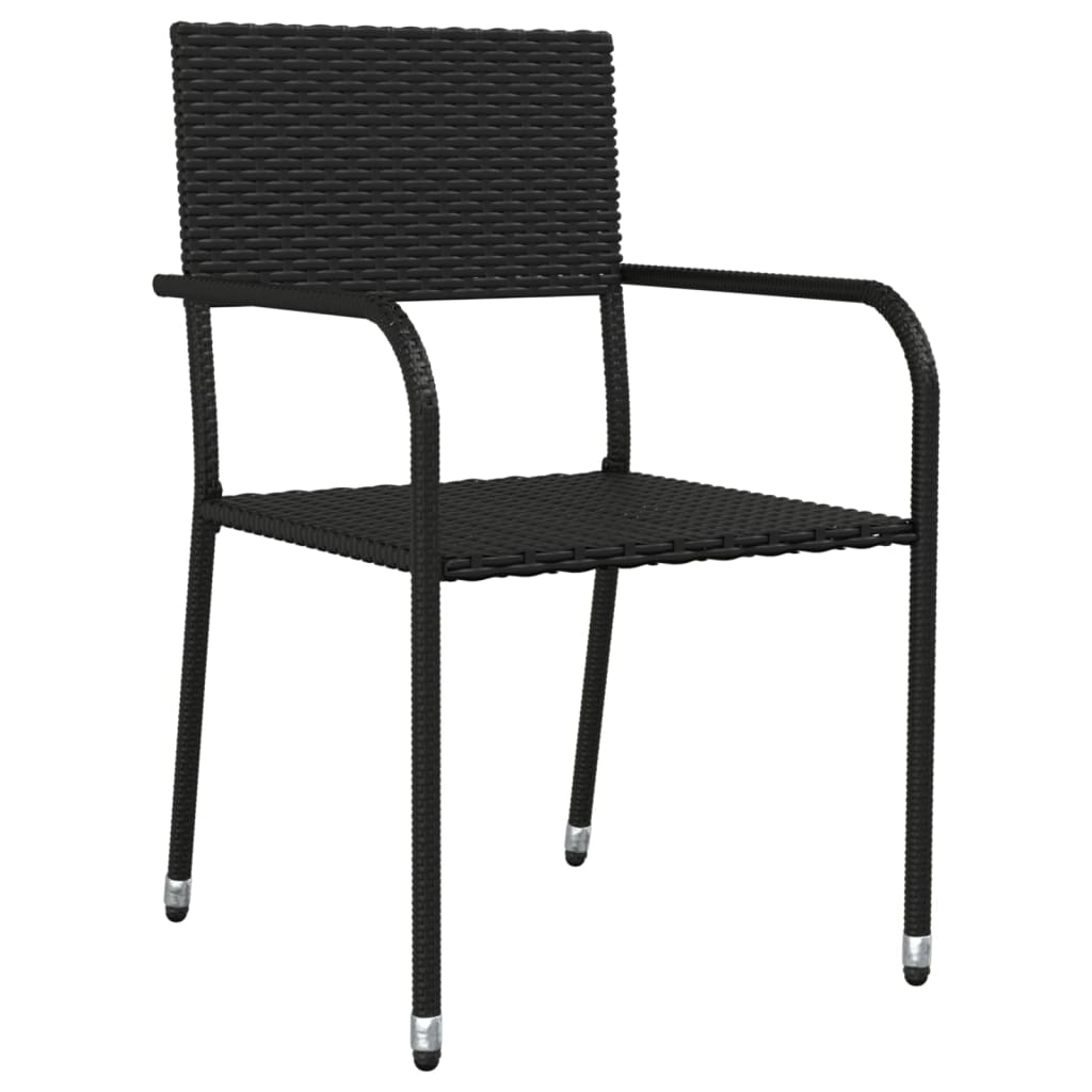 9-tlg. Garten-Essgruppe Schwarz Poly Rattan und Stahl
