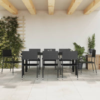 Thumbnail for 9-tlg. Garten-Essgruppe Schwarz Poly Rattan und Stahl