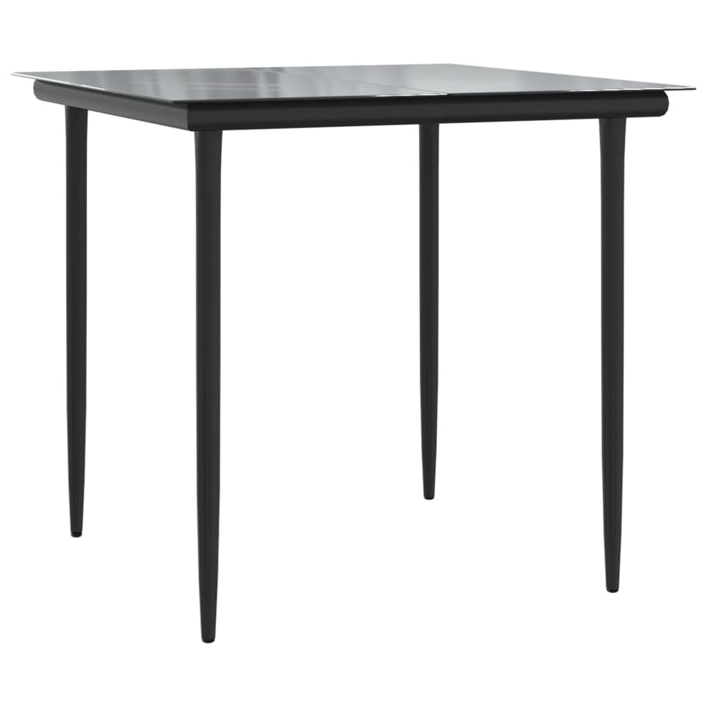 3-tlg. Garten-Essgruppe Grau und Schwarz Poly Rattan und Stahl