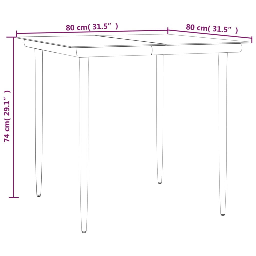 3-tlg. Garten-Essgruppe Grau und Schwarz Poly Rattan und Stahl