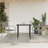 Thumbnail for 3-tlg. Garten-Essgruppe Grau und Schwarz Poly Rattan und Stahl