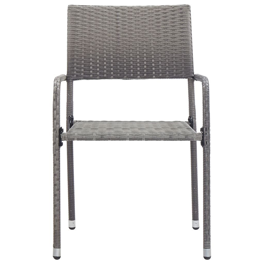 5-tlg. Garten-Essgruppe Grau und Schwarz Poly Rattan und Stahl