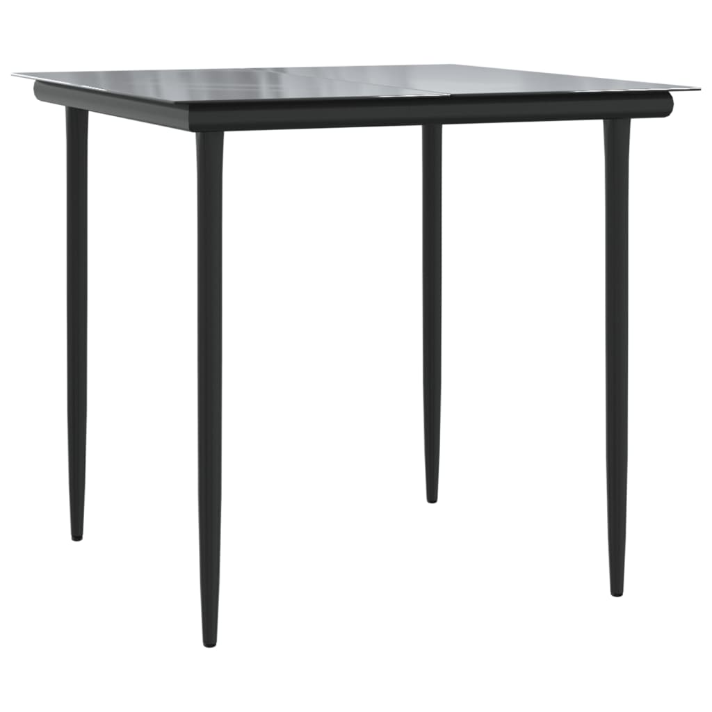 5-tlg. Garten-Essgruppe Grau und Schwarz Poly Rattan und Stahl