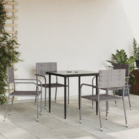 Thumbnail for 5-tlg. Garten-Essgruppe Grau und Schwarz Poly Rattan und Stahl