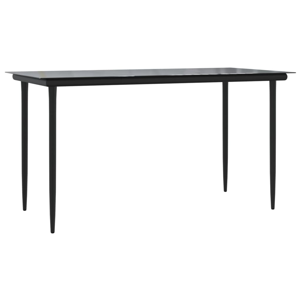 7-tlg. Garten-Essgruppe Grau und Schwarz Poly Rattan und Stahl