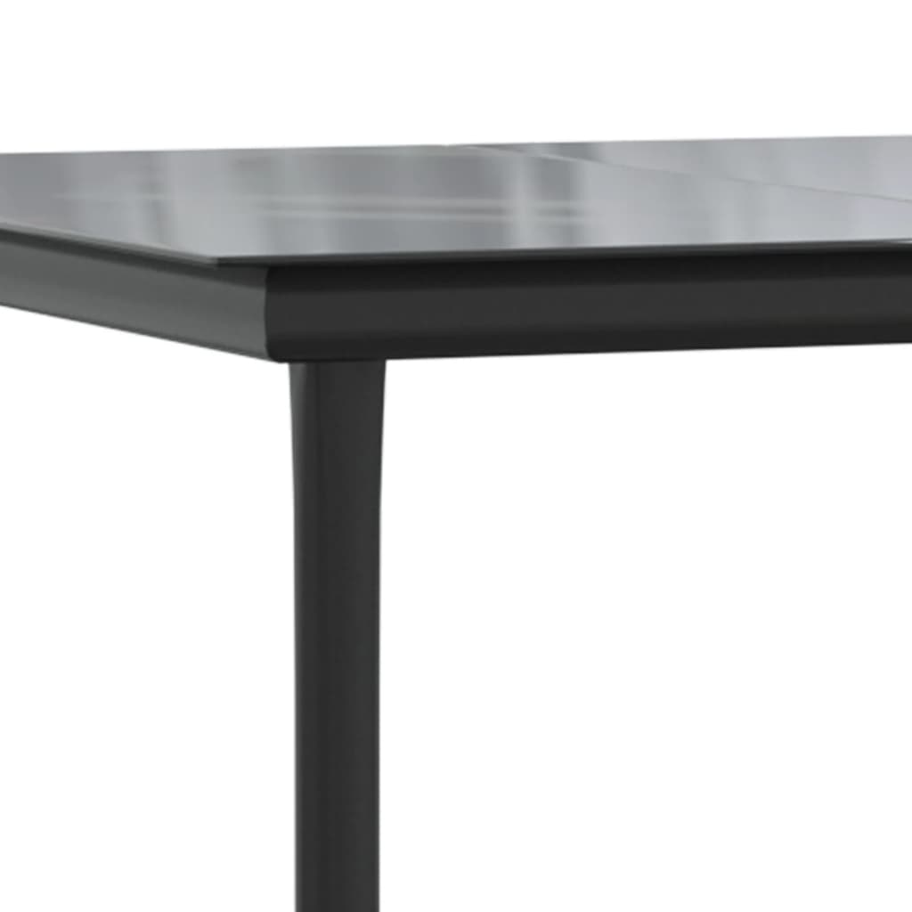 7-tlg. Garten-Essgruppe Grau und Schwarz Poly Rattan und Stahl