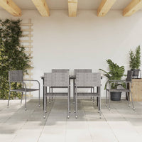 Thumbnail for 7-tlg. Garten-Essgruppe Grau und Schwarz Poly Rattan und Stahl