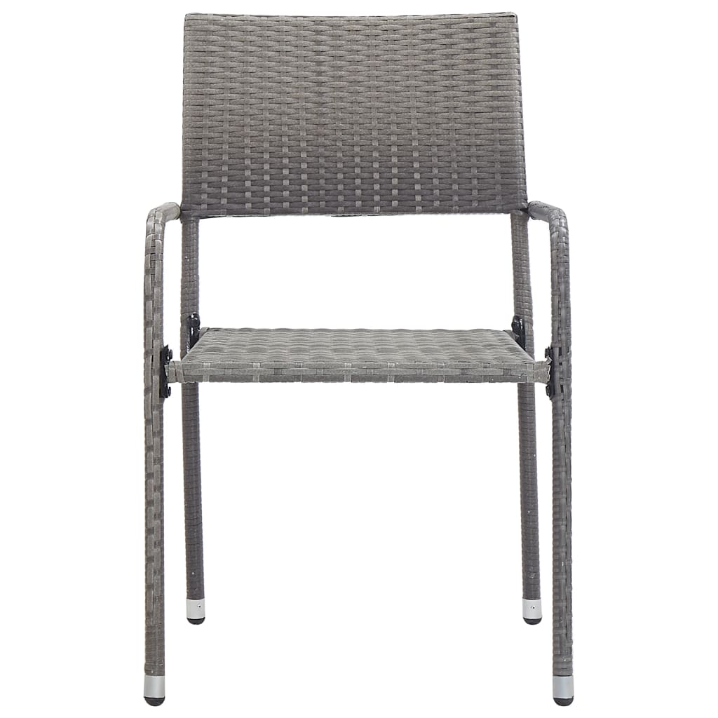 5-tlg. Garten-Essgruppe Grau und Schwarz Poly Rattan und Stahl