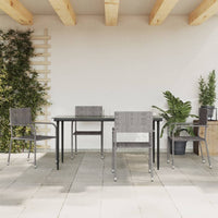 Thumbnail for 5-tlg. Garten-Essgruppe Grau und Schwarz Poly Rattan und Stahl