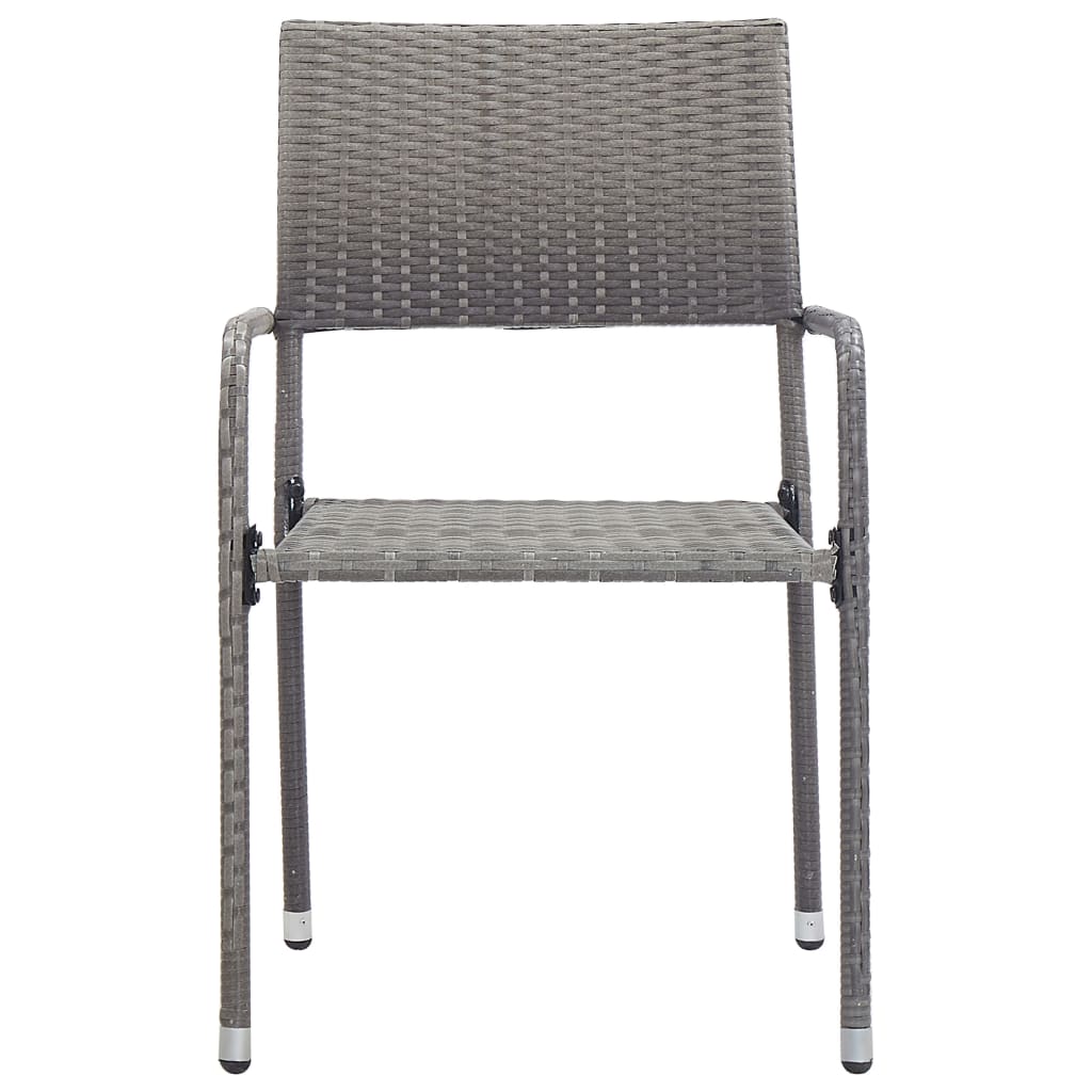 7-tlg. Garten-Essgruppe Grau und Schwarz Poly Rattan und Stahl