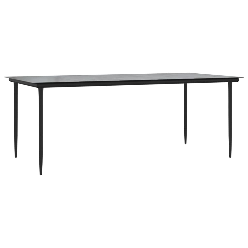 7-tlg. Garten-Essgruppe Grau und Schwarz Poly Rattan und Stahl