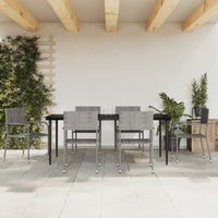 Thumbnail for 7-tlg. Garten-Essgruppe Grau und Schwarz Poly Rattan und Stahl