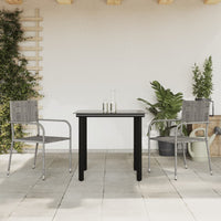 Thumbnail for 3-tlg. Garten-Essgruppe Grau und Schwarz Poly Rattan und Stahl