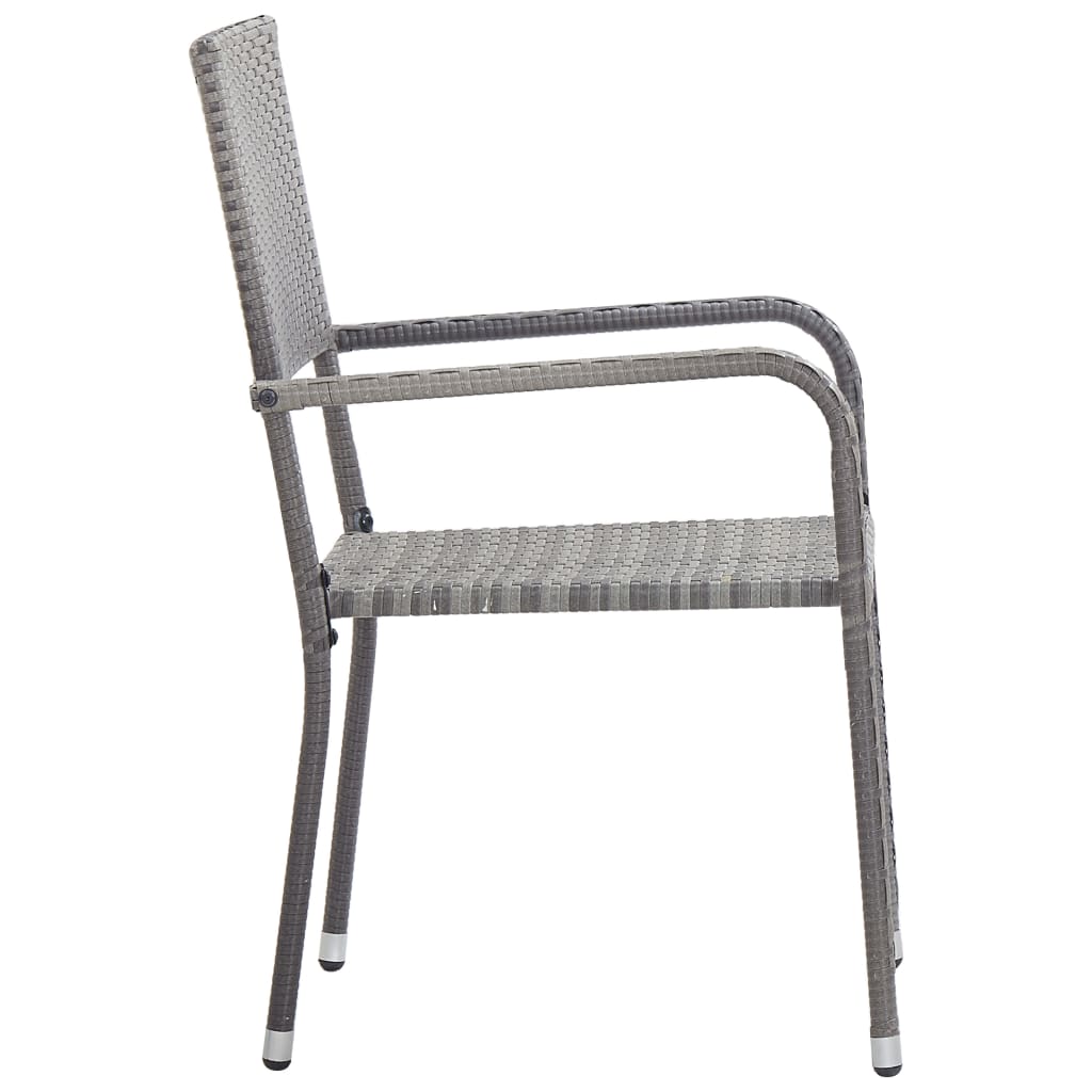 5-tlg. Garten-Essgruppe Grau und Schwarz Poly Rattan und Stahl