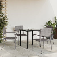 Thumbnail for 5-tlg. Garten-Essgruppe Grau und Schwarz Poly Rattan und Stahl