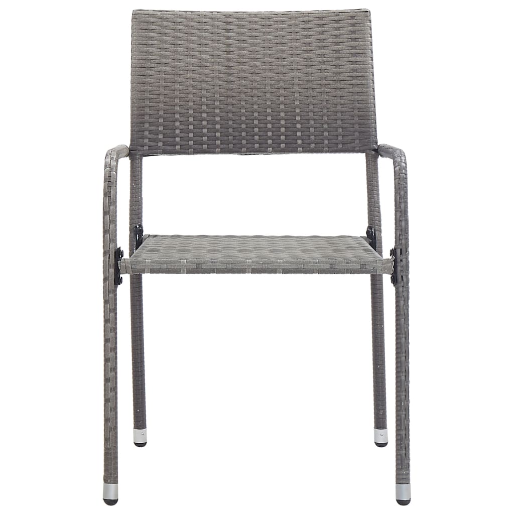 5-tlg. Garten-Essgruppe Grau und Schwarz Poly Rattan und Stahl