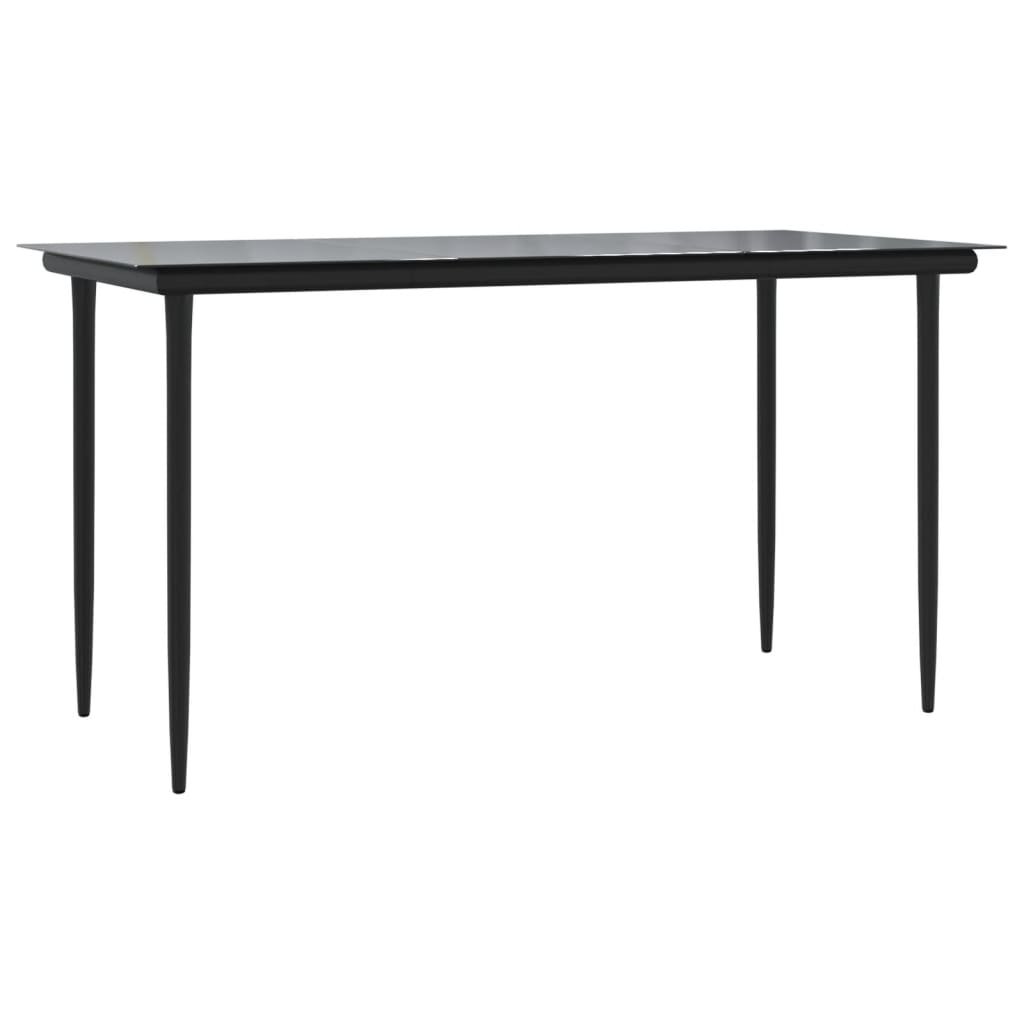 5-tlg. Garten-Essgruppe Grau und Schwarz Poly Rattan und Stahl