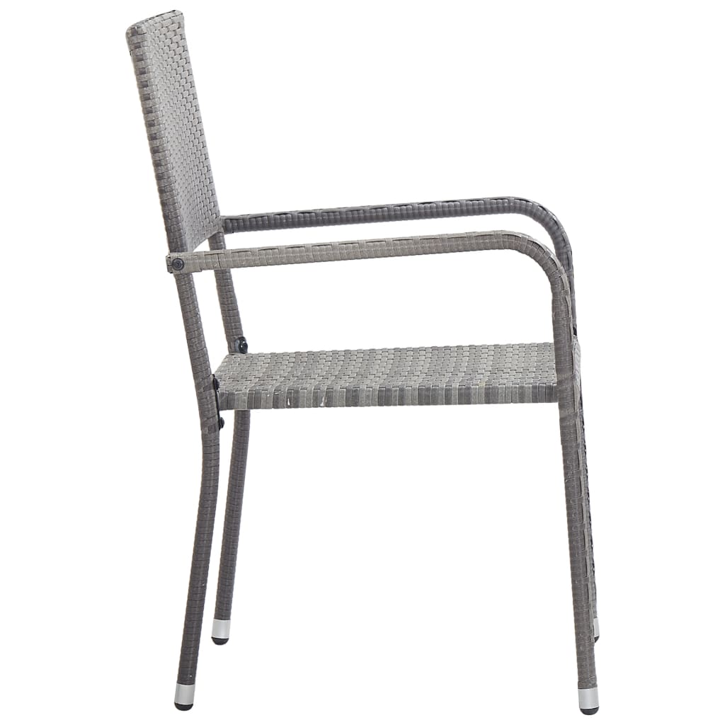 5-tlg. Garten-Essgruppe Grau und Schwarz Poly Rattan und Stahl