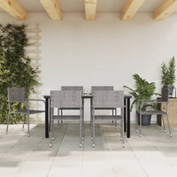 Thumbnail for 7-tlg. Garten-Essgruppe Grau und Schwarz Poly Rattan und Stahl